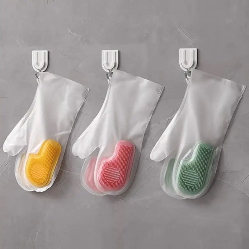 Waterproof And Non-slip Kitchen Cleaning Brush Gloves
