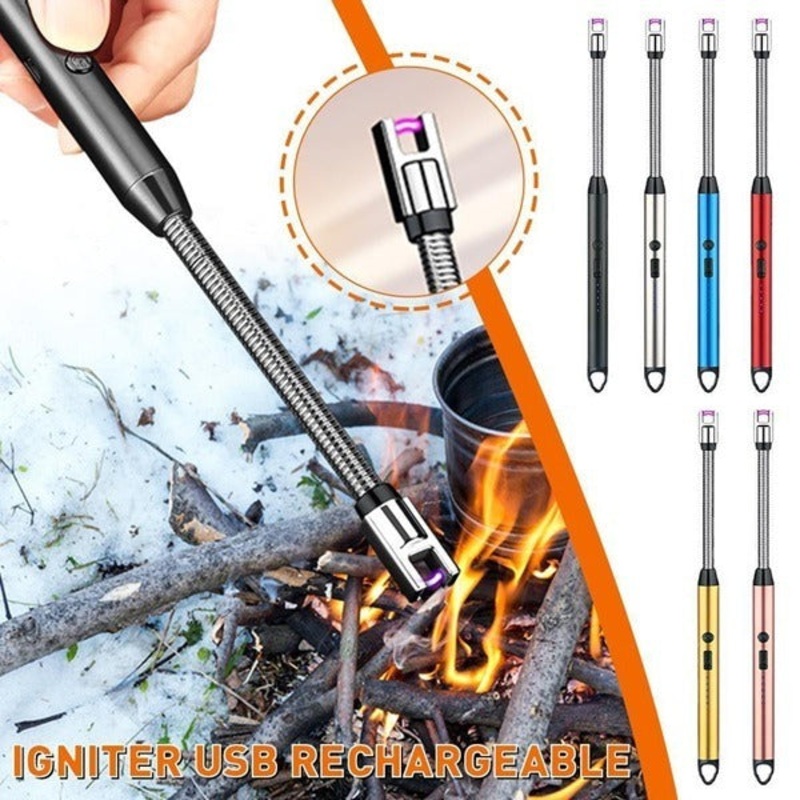 USB Rechargeable Lighter, Rechargeable Electric Gas Lighter Plasma Flameless Windproof USB Lighter 360 Flexible Neck Arc to Light Puja Lamps, Gas Stove, Candles
