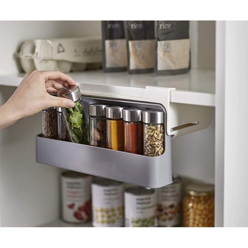 Wall Mounted Under Shelf Rack With 6pcs Bottle