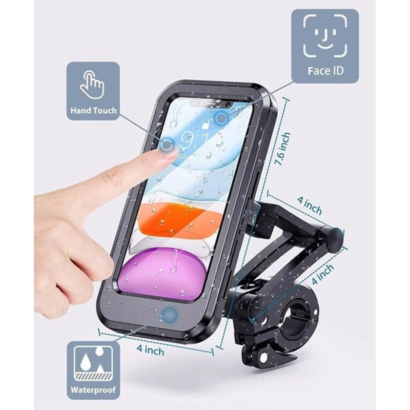 Waterproof Motorcycle Bike Mobile Phone Holder, Bike Phone Mount Waterproof Cell Phone Holder 360 Rotation Motorcycle Phone Case