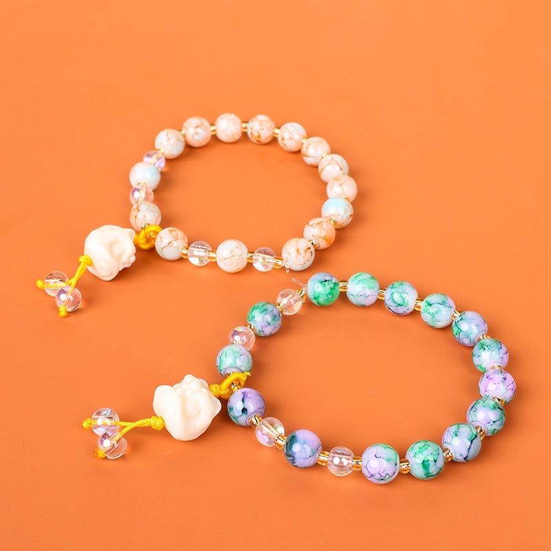 Viral Beaded Lion Charm Bracelet (Random Color) – 1 Pc