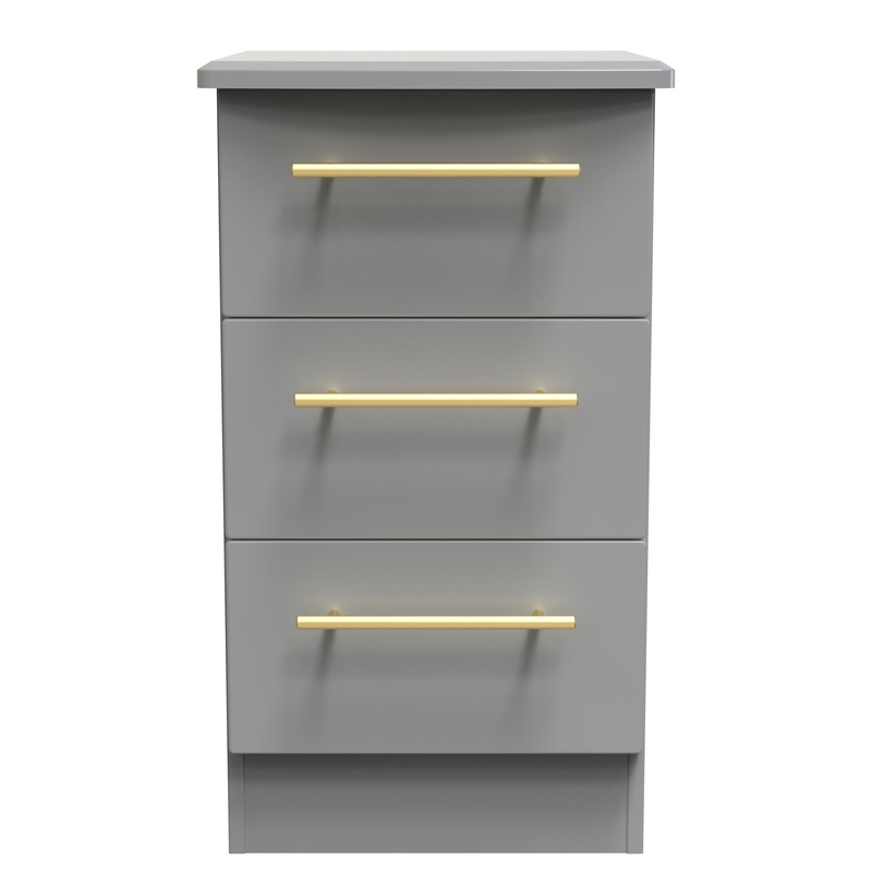 Haworth Bedside Table Grey 3 Drawers 70cm