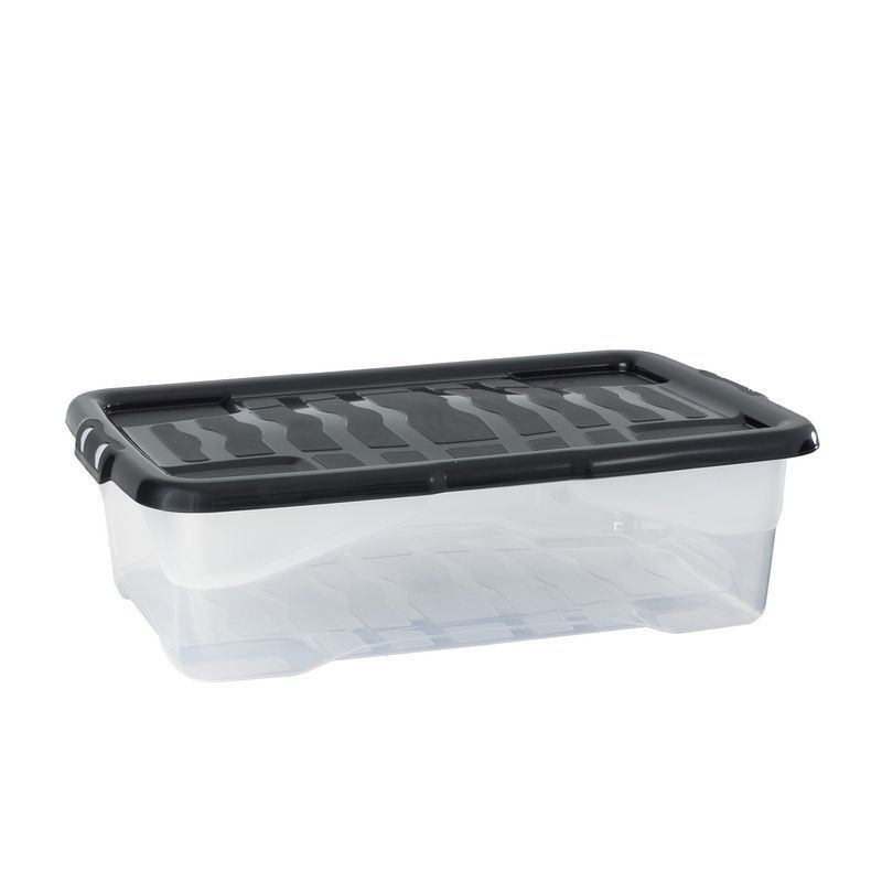 Plastic Storage Box 30 Litres – Clear & Black Curve by Strata