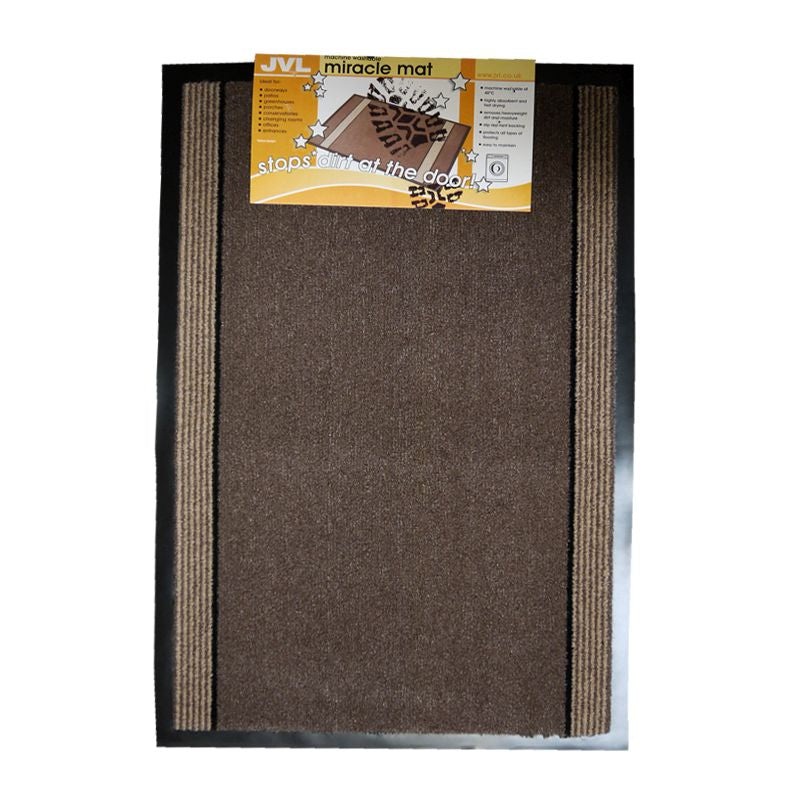 90x60cm JVL Miracle Barrier Mat – Brown Stripe