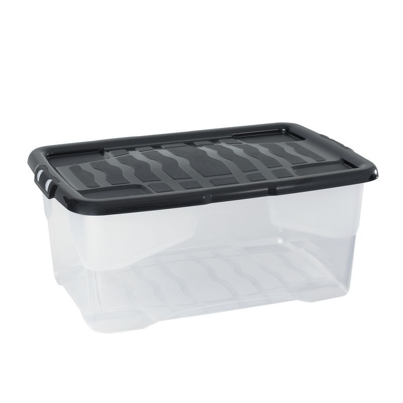 Plastic Storage Box 42 Litres – Clear & Black by Strata