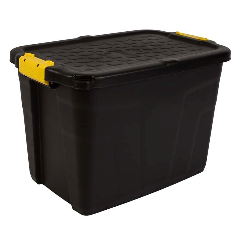 Plastic Storage Box 60 Litres Large – Black Heavy Duty by Strata