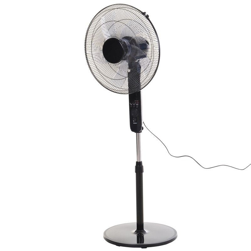 17 Oscillating Three Speed Adjustable Height Pedestal Fan With Remote Black by Homcom