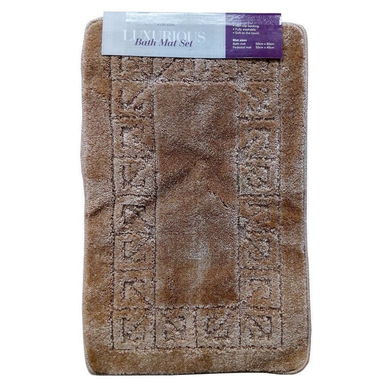 2x Bath Mat Set – Brown
