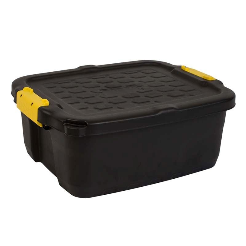 Plastic Storage Box 24 Litres – Black Heavy Duty by Strata