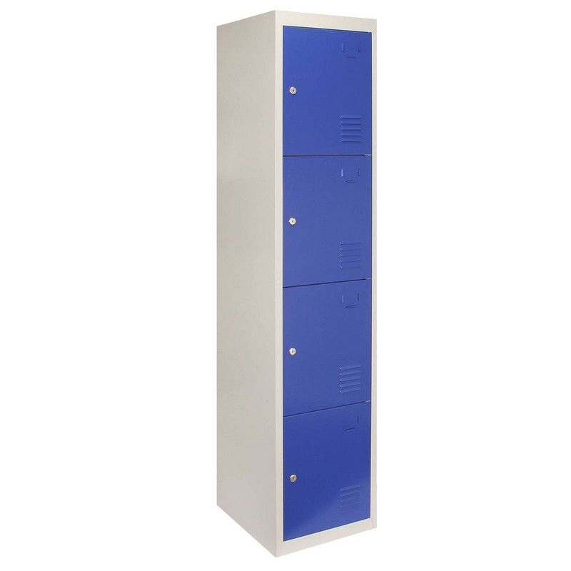 Steel Locker 4 Compartments 180cm – Grey & Blue Flatpack by Raven
