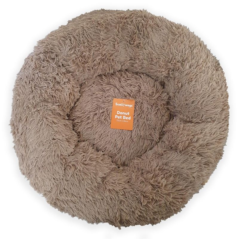 70×26 Beige Fluffy Donut Pet Bed