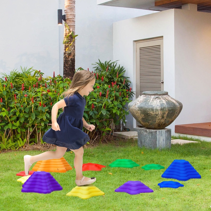 11-Piece Balance Stepping Stones for Kids Starfish Style Non-slip Obstacle Course Stackable Balance Blocks Garden Toys Encourage Toddler Balance Indoor Outdoor – Multicoloured