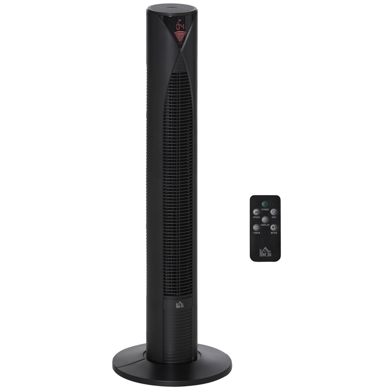 38 Oscillating Tower Fan Remote Control 3 Speed Modes 12-Hour Timer Ultra Slim Cooling Machine Black – ?31.5 x H96cm