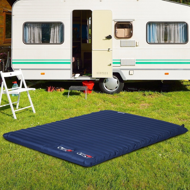 2 Person Camping Inflating Sleeping Mat Inflatable Mattress Ultralight Folding Bed Portable Air Bed for Outdoor Backpacking Hiking Travel – Blue