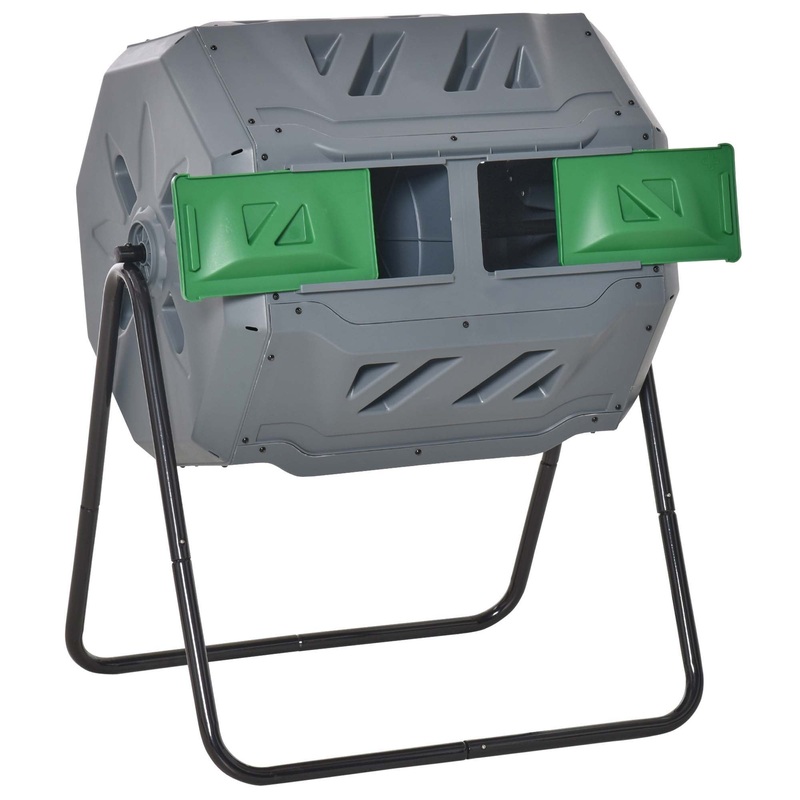 160L Tumbling Compost Bin Outdoor Dual Chamber 360 Rotating Composter