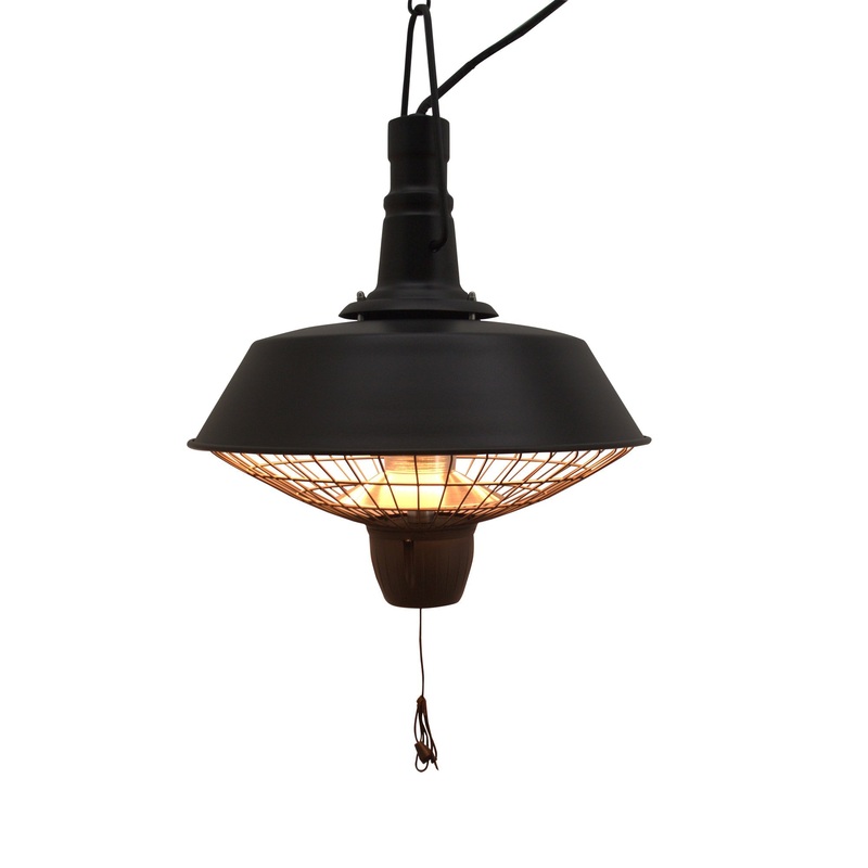 2100W Outdoor Ceiling Mounted Halogen Electric Heater Hanging Patio Garden Warmer Light – Black