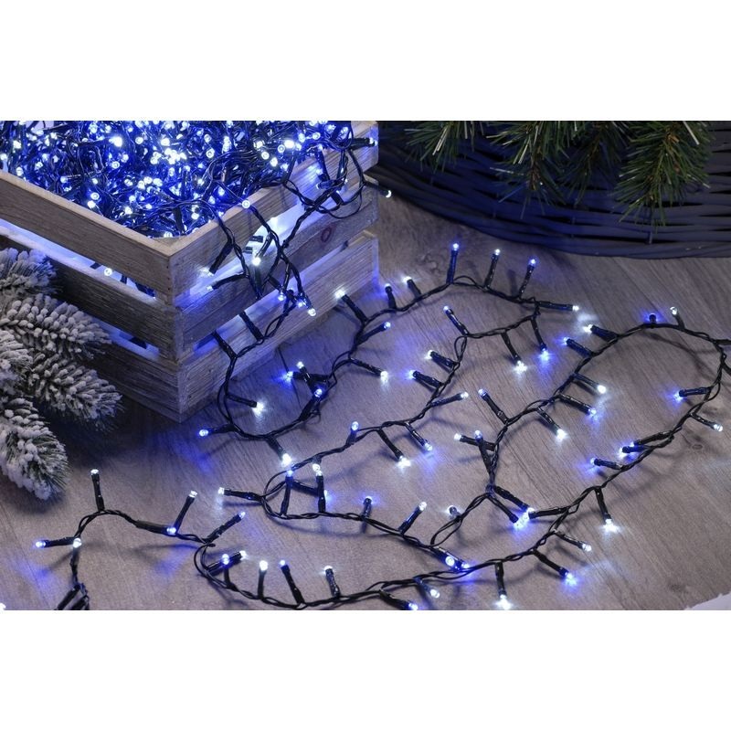 String Fairy Christmas Lights Multifunction Blue & White Outdoor 600 LED – 15.57m Arctic
