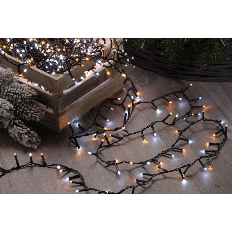 String Fairy Christmas Lights Multifunction White & Warm White Outdoor 600 LED – 15.57m Firefly