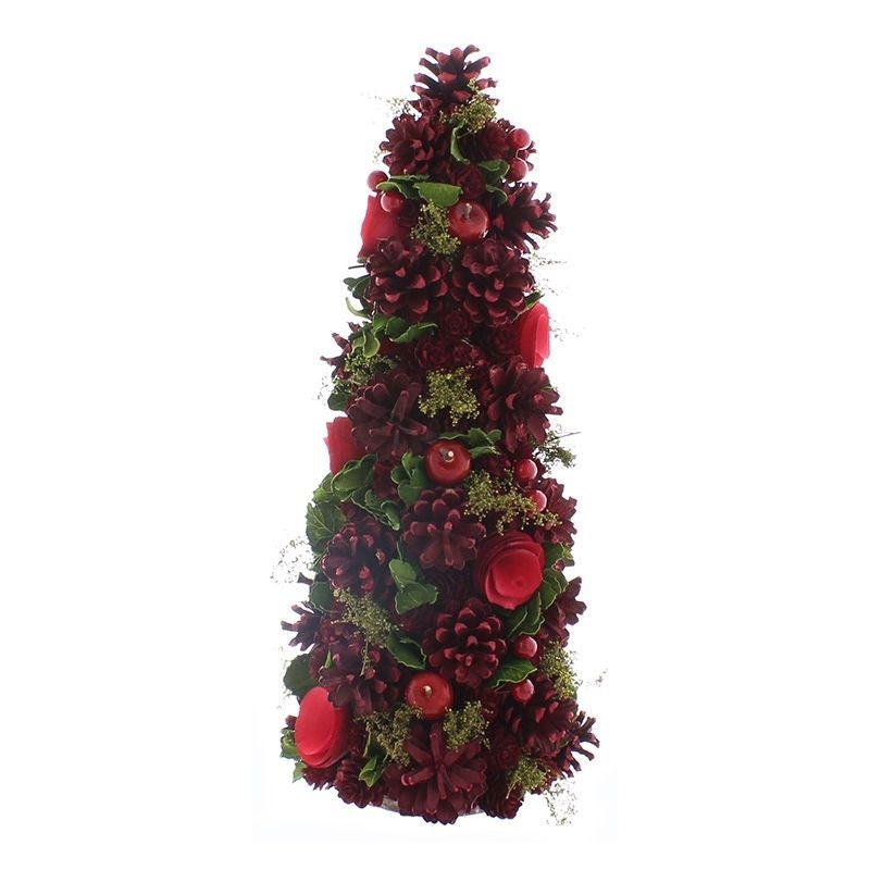 1ft Berries & Cones Christmas Tree Artificial – Green & Red Ornament