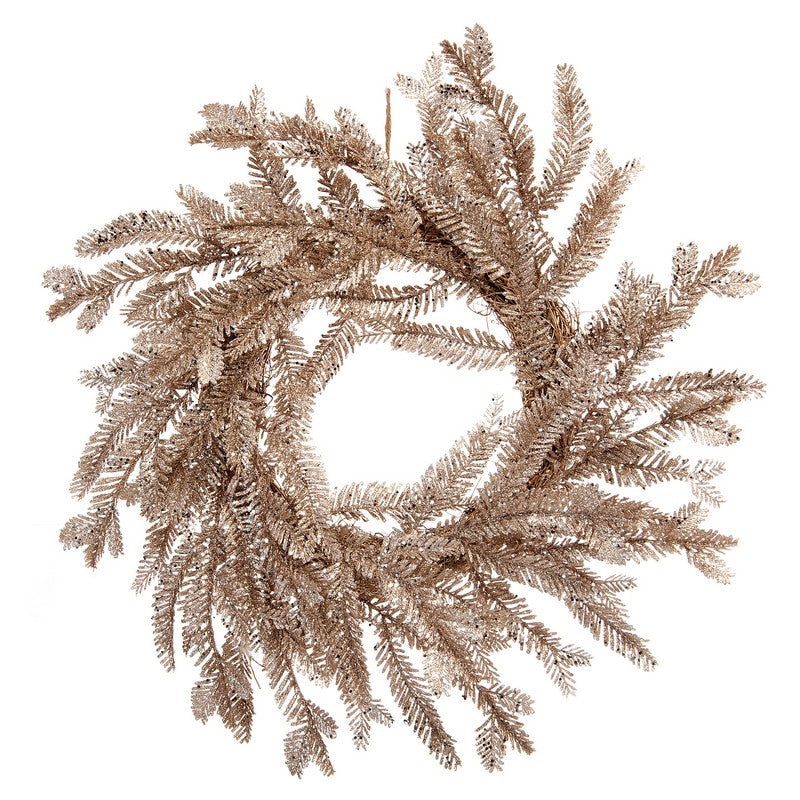Wreath Christmas Decoration Gold with Glitter Pattern – 50cm