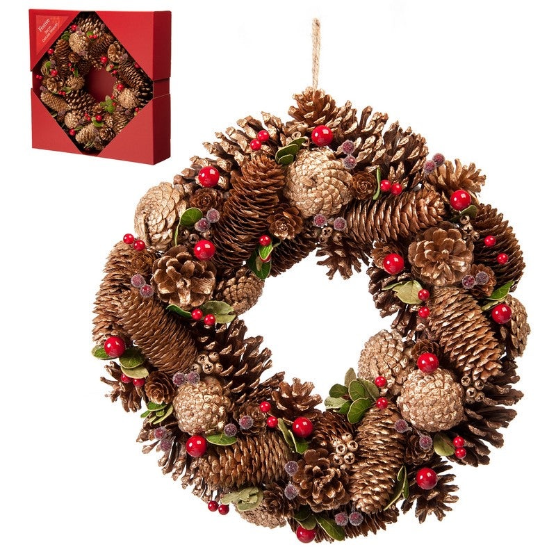 Wreath Christmas Decoration Green & Red – 36cm