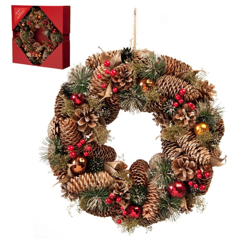 Wreath Christmas Decoration Red & Gold – 36cm