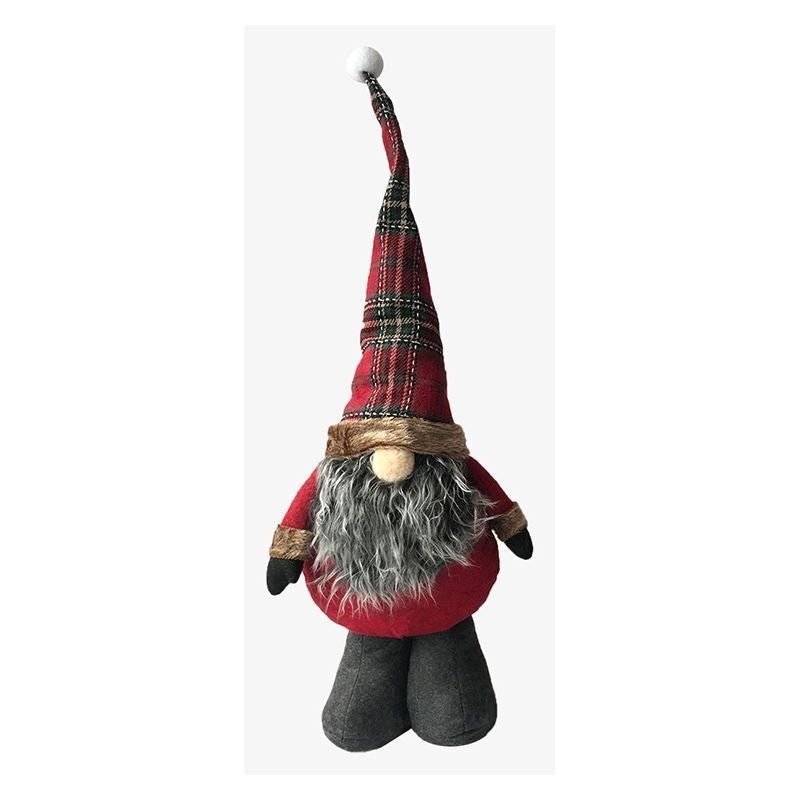 Standing Gonk Christmas Decoration 46cm – Tartan Santa Hat