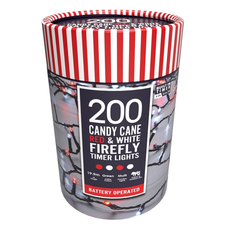 String Fairy Christmas Lights Animated Red & White Outdoor 200 LED – 5.17m Firefly