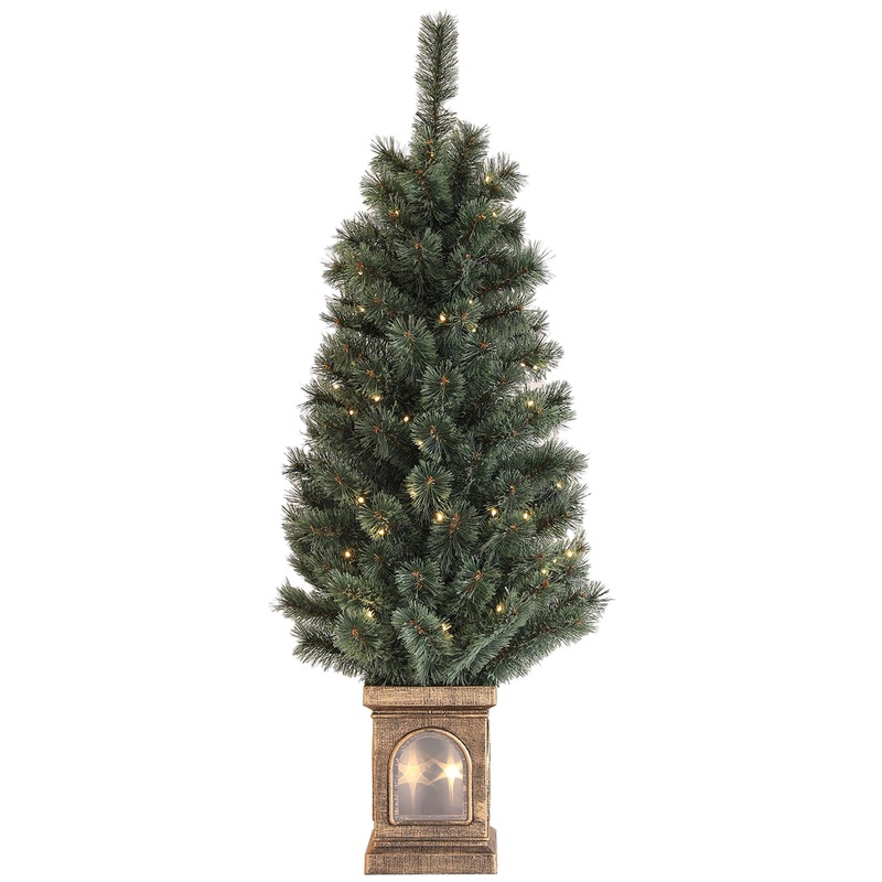 4ft Potted Christmas Tree Artificial – Dark Green with LED Lights Warm White 140 Tips