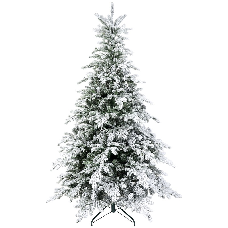 5ft Christmas Tree Artificial – White Frosted Green with LED Lights Warm White 931 Tips