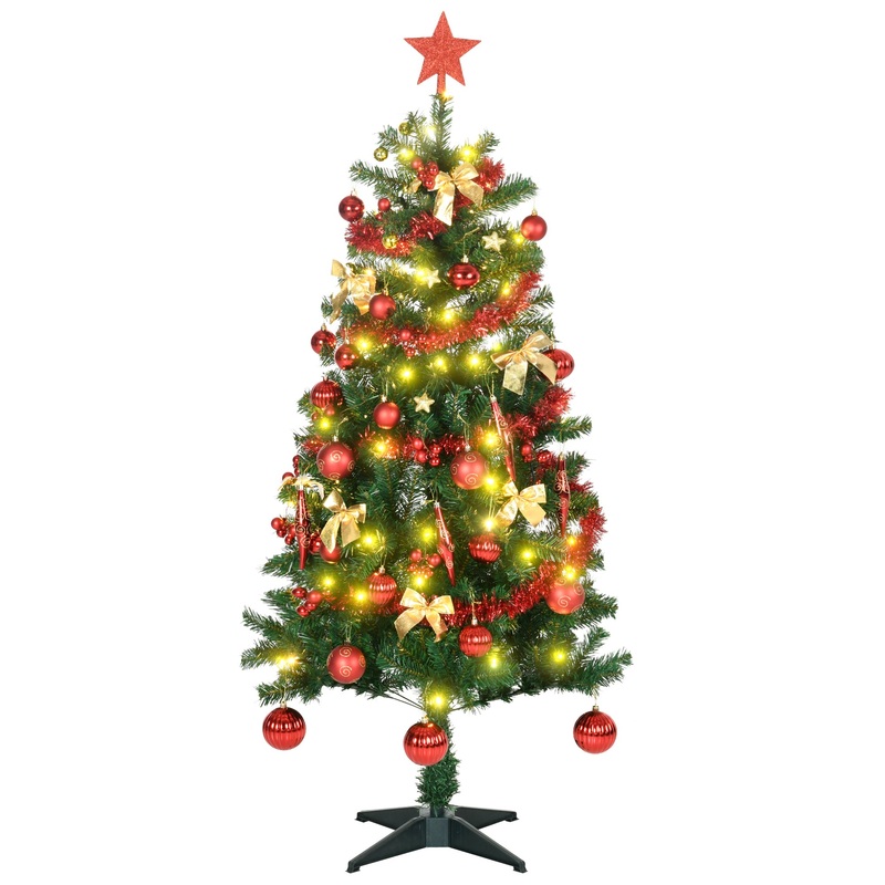 5ft Decorated Christmas Tree Artificial – with LED Lights Warm White 360 Tips