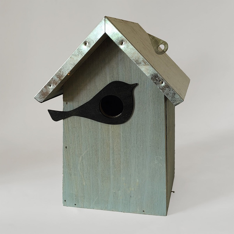 Bird House With Bird Icon Wood Metal By Nature Watch – 25cm