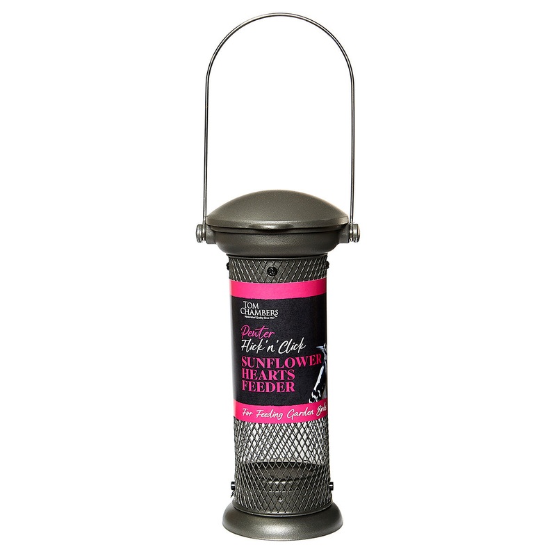 Sunflower Hearts Flick ‘n Click Bird Feeder Pewter By Tom Chambers