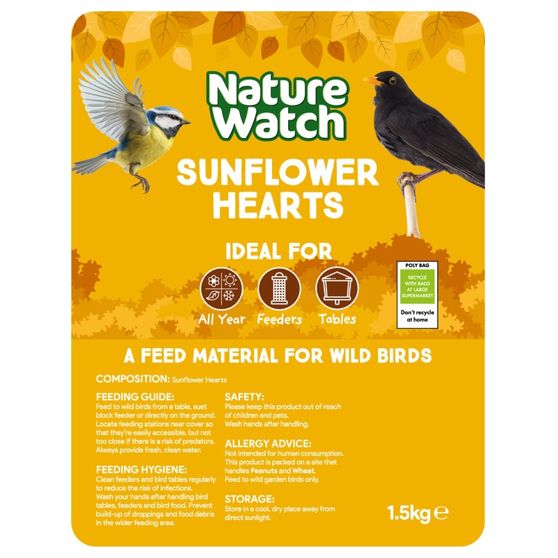 Sunflower Hearts Wild Bird Feed By Nature Watch – 1.5kg