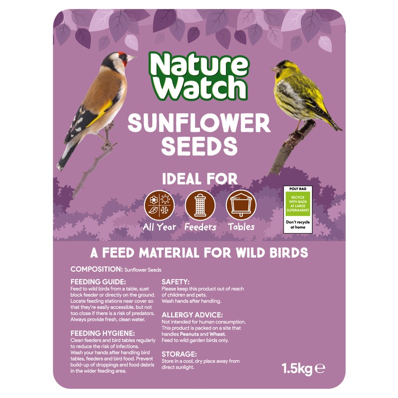 Sunflower Seeds Wild Bird Feed By Nature Watch – 1.5kg