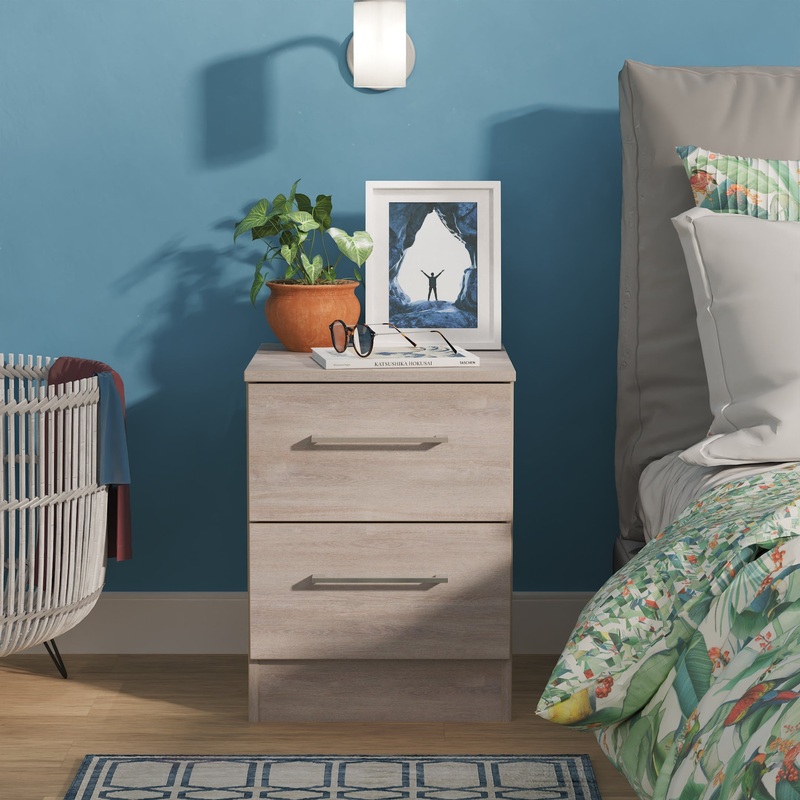 Worcester Bedside Table Light Grey 2 Drawers 37cm