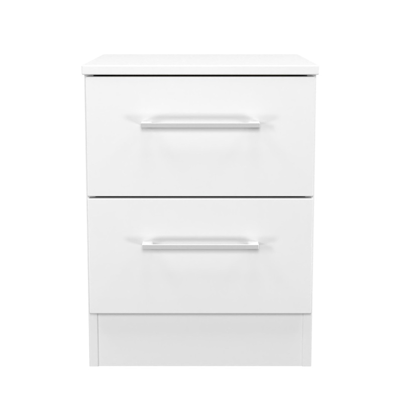 Worcester Bedside Table White 2 Drawers 37cm