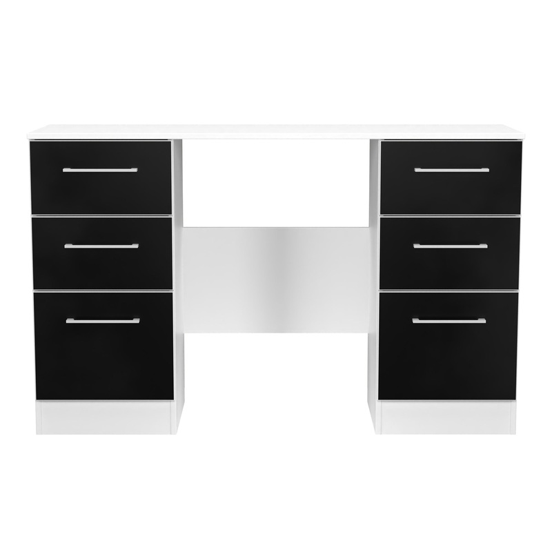 Worcester Desk Black & White 6 Drawers 125cm