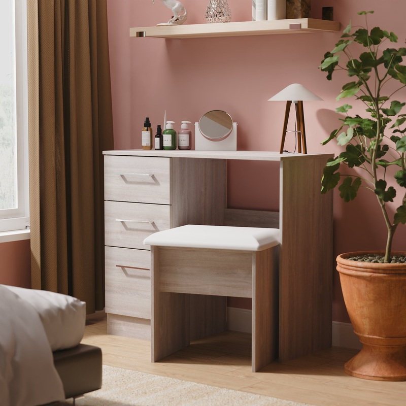 Worcester Desk Light Grey 3 Drawers 90cm