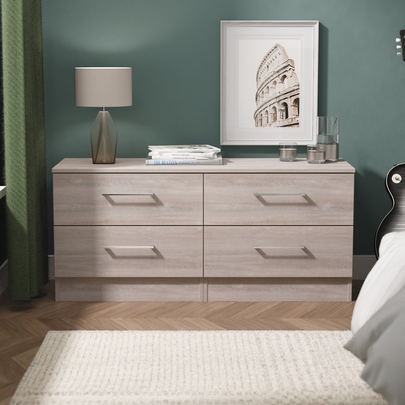 Worcester Large Chest of Drawers Light Grey 4 Drawers 110cm