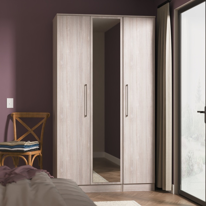 Worcester Tall Mirror Wardrobe Light Grey 111cm