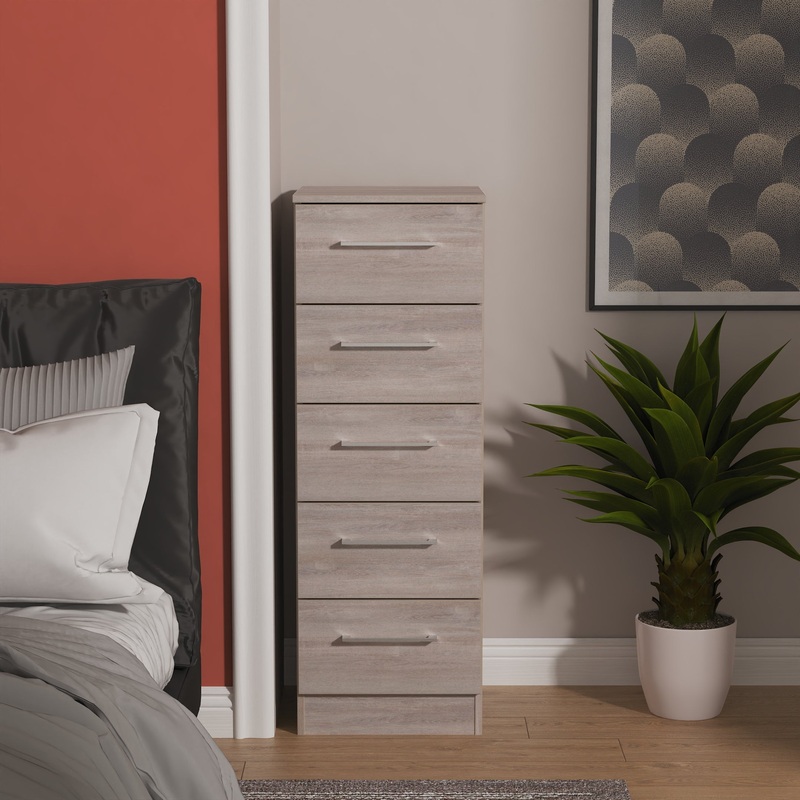 Worcester Tall Tallboy Light Grey 5 Drawers 37cm