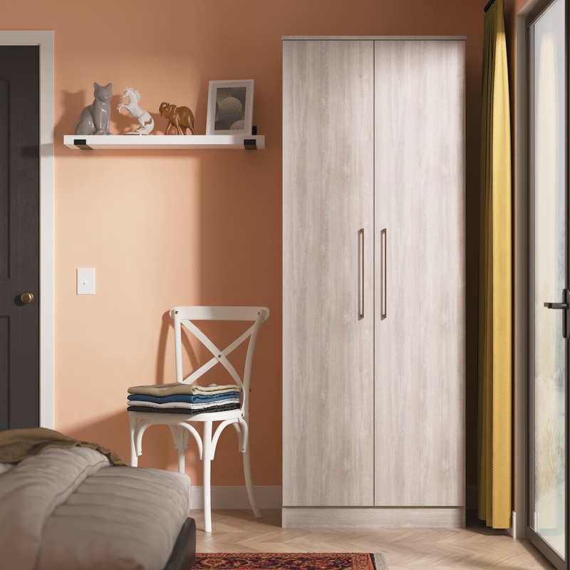 Worcester Tall Wardrobe Light Grey 2 Doors 1 Shelf 74cm